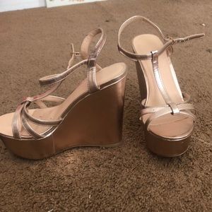 Gold wedge heels
